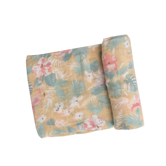 Angel Dear Other - Angel Dear “Floral Flamingo” Viscose Swaddle NWT